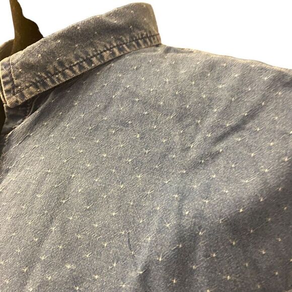 Madewell Medium Denim Swiss Dot Short Sleeve Button Down Top Size Small - Picture 5 of 13